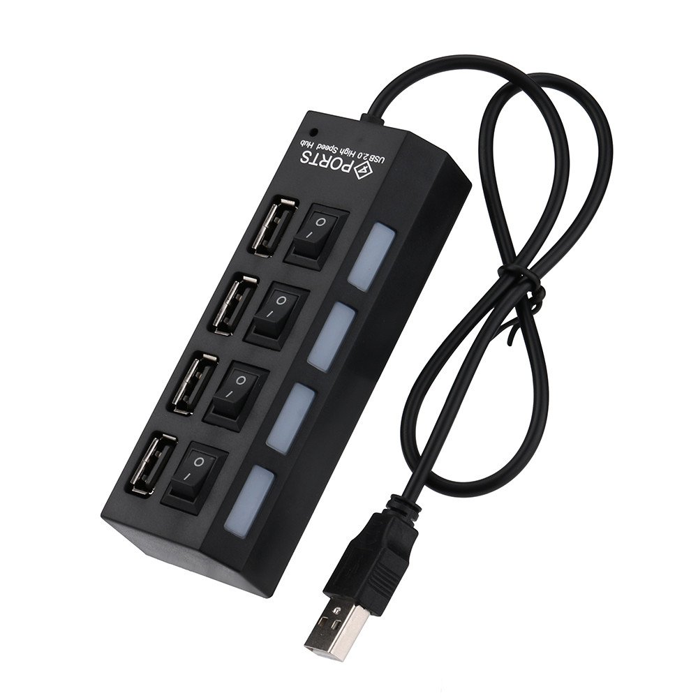 Adpator USB Hub, 2.0 High Speed, 4 Port USB 2.0, Buton On/Off, Conexiune USB 2.0
