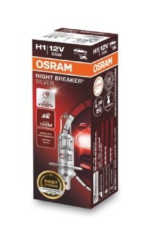 BEC 12V H1 55 W NIGHT BREAKER SILVER +100% OSRAM