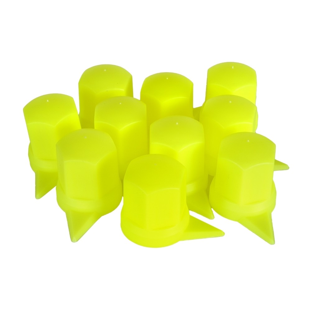 Set 10 Bucati Capac Plastic Pentru Prezon Roata Cu Indicator 32 mm Neon Galben 54.5 Mm