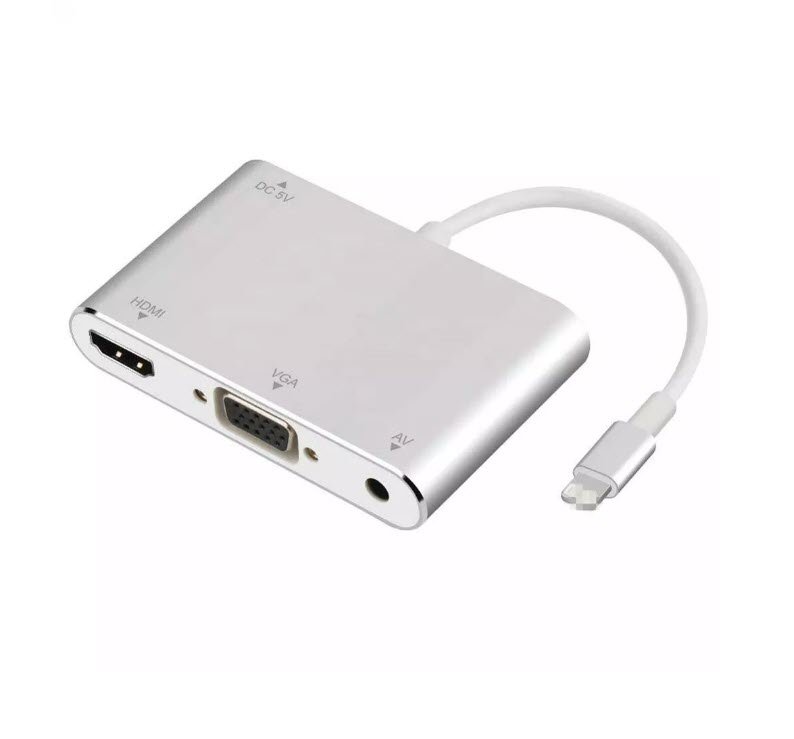 Adaptor Usb 4 in 1 HDMI, VGA, AV compatibil cu iPhone/iPad