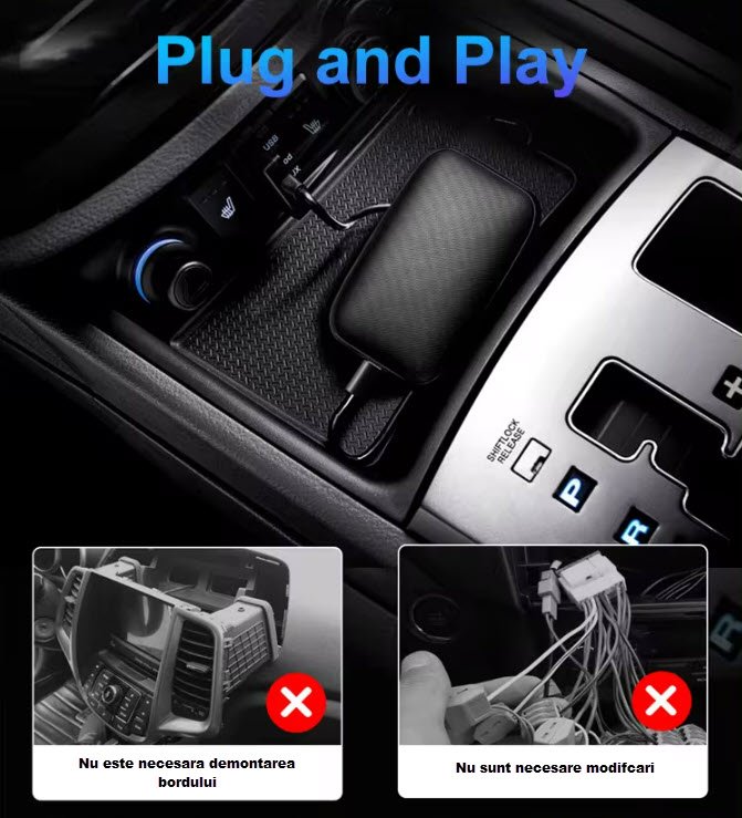 Adaptor Apple Carplay si Android Auto Wireless, Topautochei®, pentru masini cu Carplay de fabrica prin cablu, Plug & Play 2GB + 34GB, WI-FI 6, 2.4 Ghz/5 Ghz 