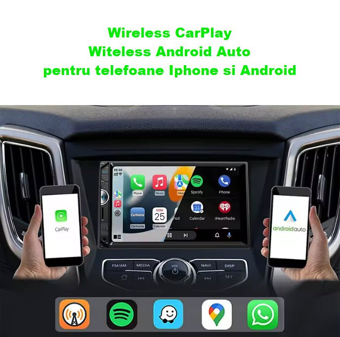 Adaptor Apple Carplay si Android Auto Wireless, Topautochei®, pentru masini cu Carplay de fabrica prin cablu, Plug & Play 2GB + 34GB, WI-FI 6, 2.4 Ghz/5 Ghz 