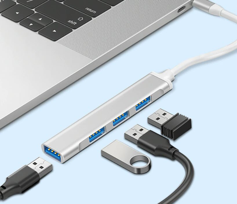Adaptor Mini USB cu 4 Porturi USB 3.0 Hub High Speed 5Gbps Hub Incarcare Spliter USB portabil