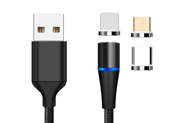 CABLU DATE INCARCARE 3IN1 FAST CHARGE 3.0 USB LA MICRO USB/TYPE-C/LIGHTNING 1.5M 3A NEGRU