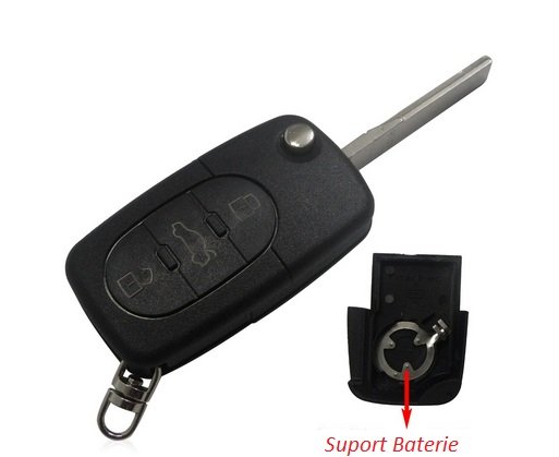  Carcasa cheie pentru Audi A2 A3 A4 A6 A8 B5 RS4 Quattro TT, suport baterie tip CR1616