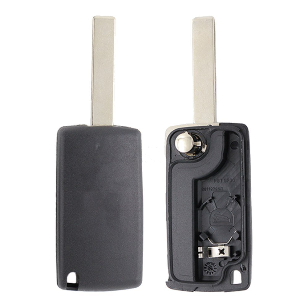 Carcasa cheie briceag Topautochei® 3 butoane lumini, CU suport baterie, lamela HU83, compatibila cu Peugeot 307 308 407 si Citroen C4 C5
