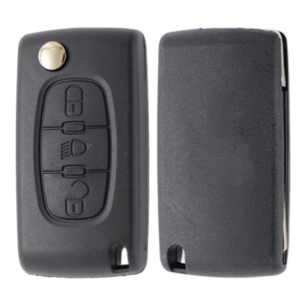Carcasa cheie briceag Topautochei® 3 butoane lumini, CU suport baterie, lamela HU83, compatibila cu Peugeot 307 308 407 si Citroen C4 C5