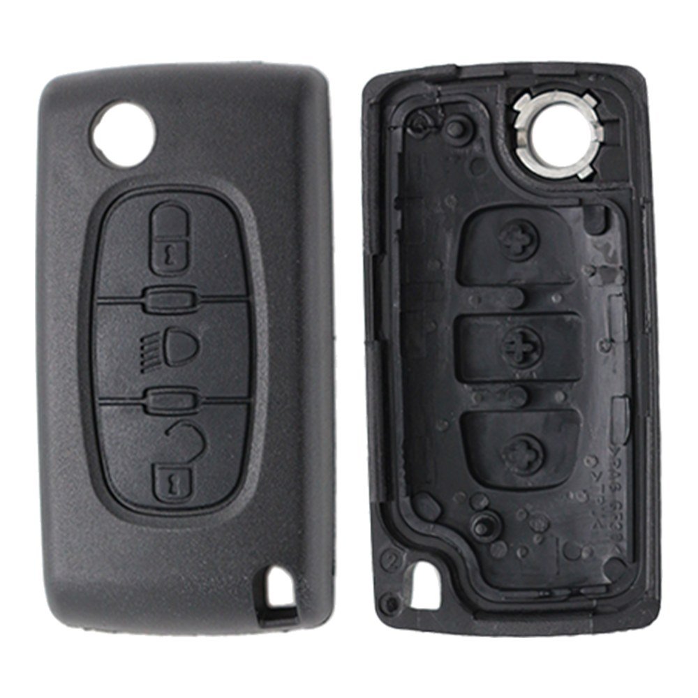 Carcasa cheie briceag Topautochei® 3 butoane lumini, FARA suport baterie, lamela HU83, compatibila cu Peugeot 307 308 407 si Citroen C4 C5