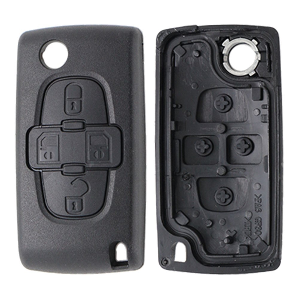 Carcasa cheie briceag Topautochei® 4 butoane, CU suport baterie, lamela VA2, compatibila cu Peugeot 807 Expert Partner si Citroen C8 Jumpy Berlingo