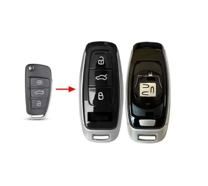 Carcasa cheie compatibila Audi A3, Q3, A6, A4, Q7 model transformare din cheia originala Keyless, negru 