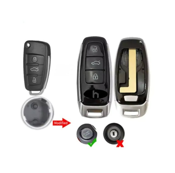 Carcasa cheie compatibila Audi A3, Q3, A6, A4, Q7 model transformare din cheia originala Keyless, negru 