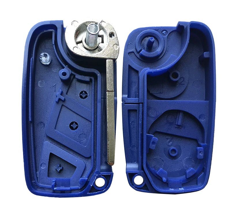 Carcasa cheie Fiat Punto Ducato Stilo Panda Idea Doblo Bravo 2 butoane (capac baterie spate, albastra)
