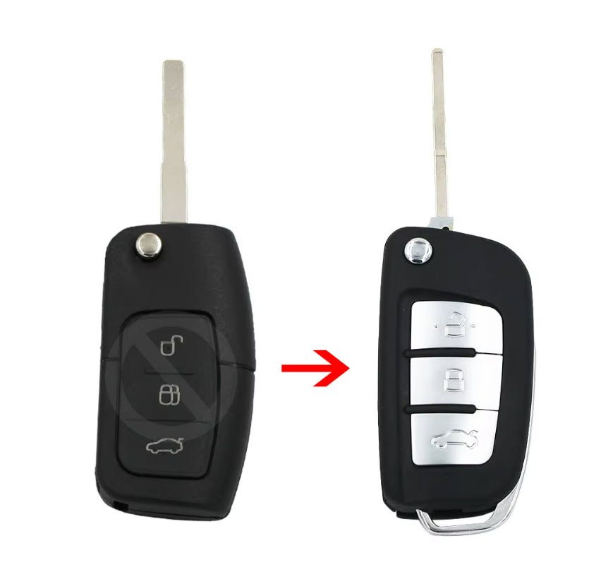 Carcasa cheie Topautochei® pentru Ford Focus Fiesta C-Max Galaxy Kuga S-Max, model conversie