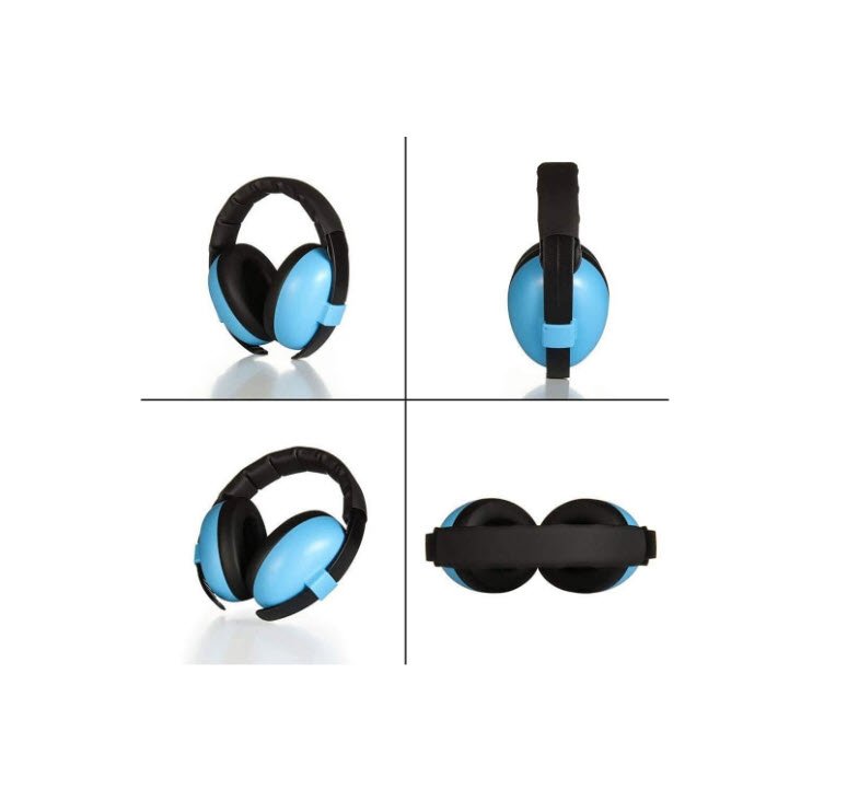 Casti antifonice pentru copii si bebelusi 3-36 luni, marime reglabila, ergonomice, captusite, comfortabile, usoare, pentru protectia auzului, 15x6x15 cm, albastru, Topautochei®
