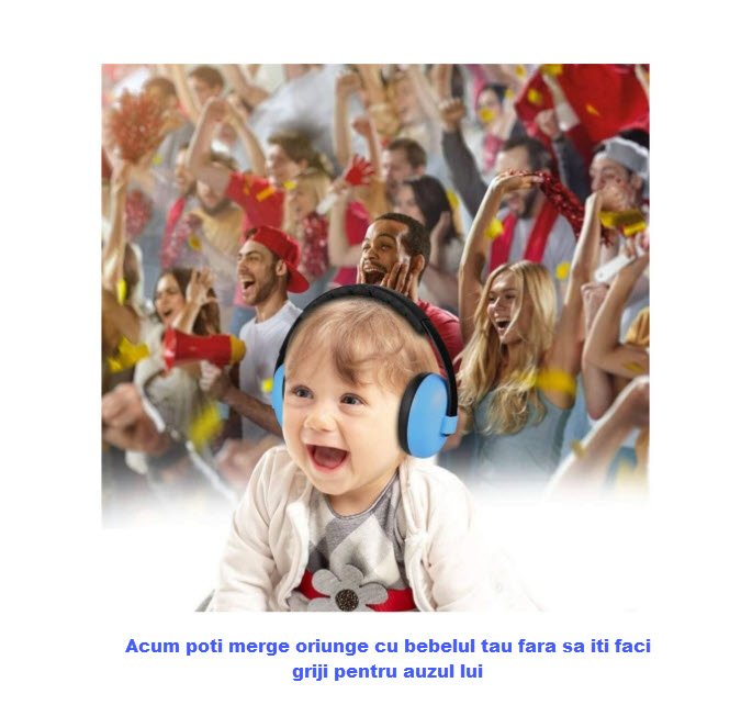 Casti antifonice pentru copii si bebelusi 3-36 luni, marime reglabila, ergonomice, captusite, comfortabile, usoare, pentru protectia auzului, 15x6x15 cm, albastru, Topautochei®