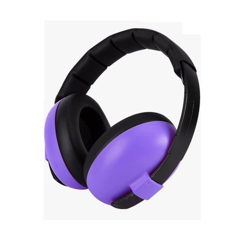 Casti antifonice pentru copii si bebelusi 3-36 luni, marime reglabila, ergonomice, captusite, comfortabile, usoare, pentru protectia auzului, 15x6x15 cm, mov, Topautochei®