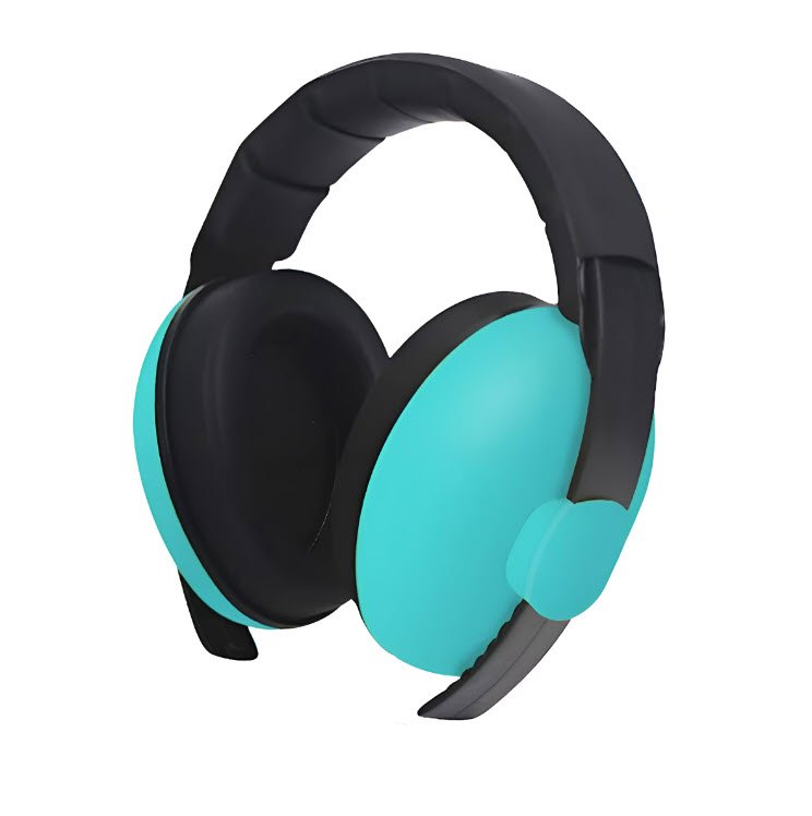 Casti antifonice pentru copii si bebelusi 3-36 luni, marime reglabila, ergonomice, captusite, comfortabile, usoare, pentru protectia auzului, 15x6x15 cm, turcoaz, Topautochei®