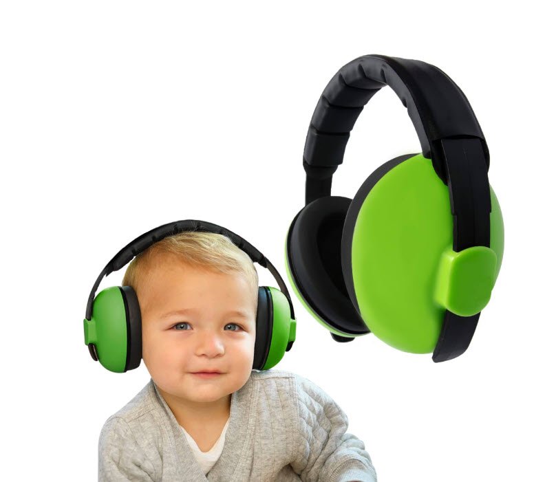 Casti antifonice pentru copii si bebelusi 3-36 luni, marime reglabila, ergonomice, captusite, comfortabile, usoare, pentru protectia auzului, 15x6x15 cm, verde, Topautochei®