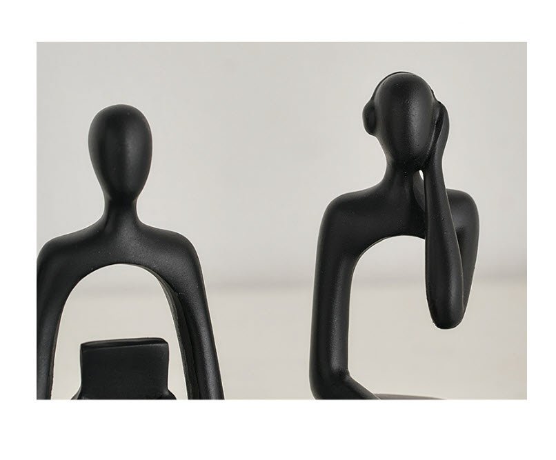 Set 3 statuete decorative din rasina, siluete ganditoare, culoare negru, Topautochei®