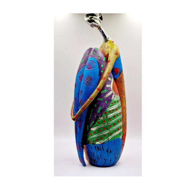 Statueta colorata, Topautochei® stil Africa, meditatie, motivationala, 23.4 x 8.5 cm, Topautochei®