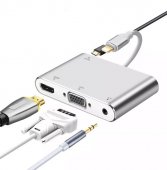 Adaptor Usb 4 in 1 HDMI, VGA, AV compatibil cu iPhone/iPad