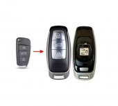 Carcasa cheie compatibila Audi A3, Q3, A6, A4, Q7 model transformare din cheia originala Keyless, argintiu