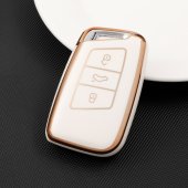 Husa cheie TPU Topautochei® pentru Volkswagen, 3 butoane, margine aurie, 5 culori